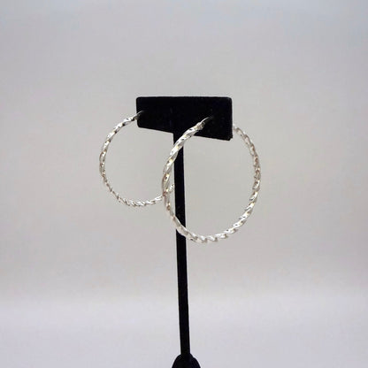 Twisted Sterling Silver Hoop Earrings – 1.65"