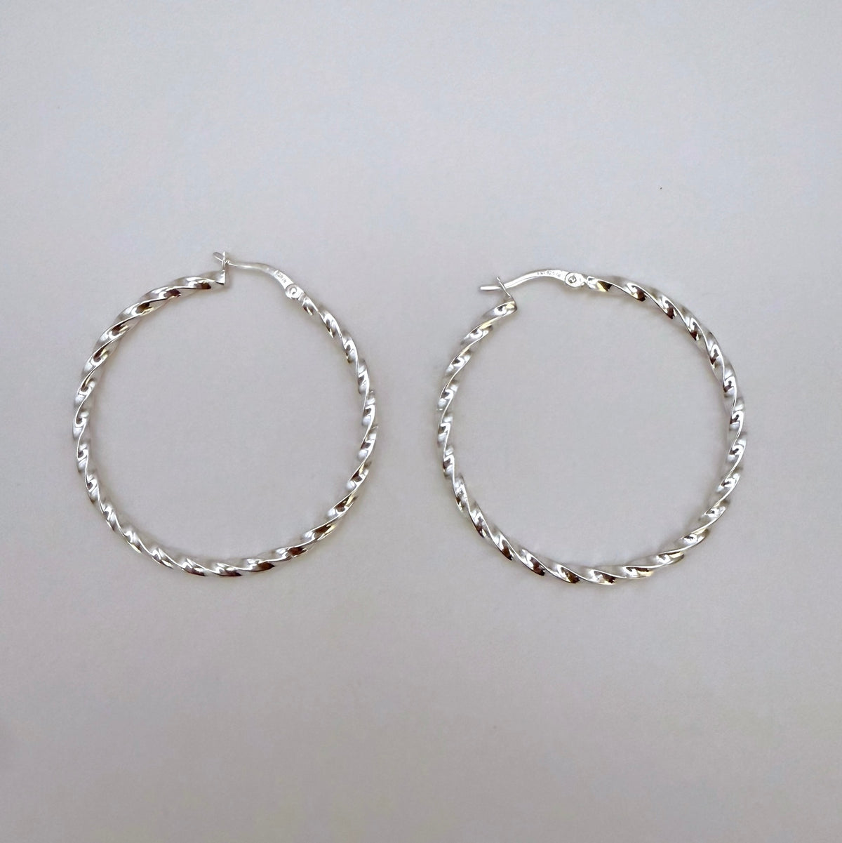 Twisted Sterling Silver Hoop Earrings – 1.65"