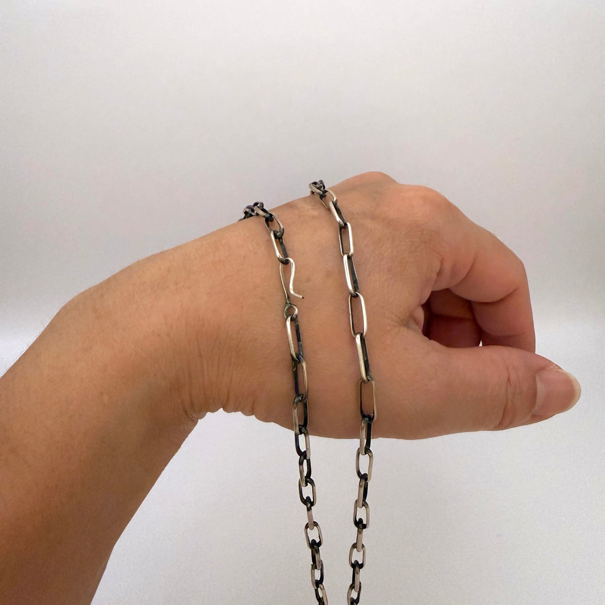 Navajo Handmade Sterling Silver Chain 24" - Link 3/8"