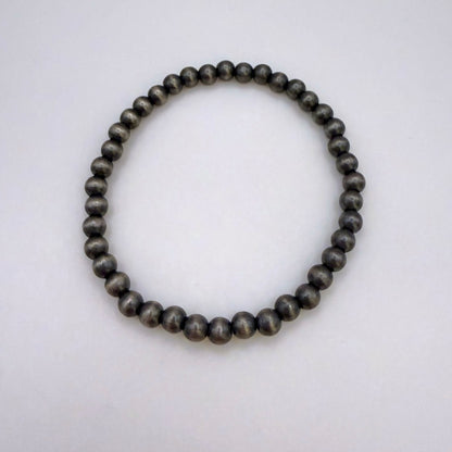 5mm Round Navajo Pearl Stretch Bracelet – Sterling Silver