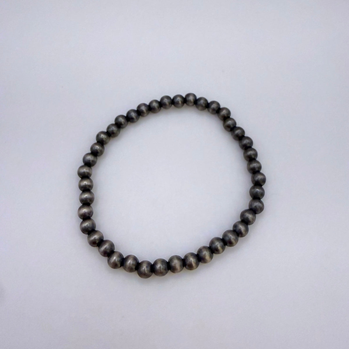 5mm Round Navajo Pearl Stretch Bracelet – Sterling Silver