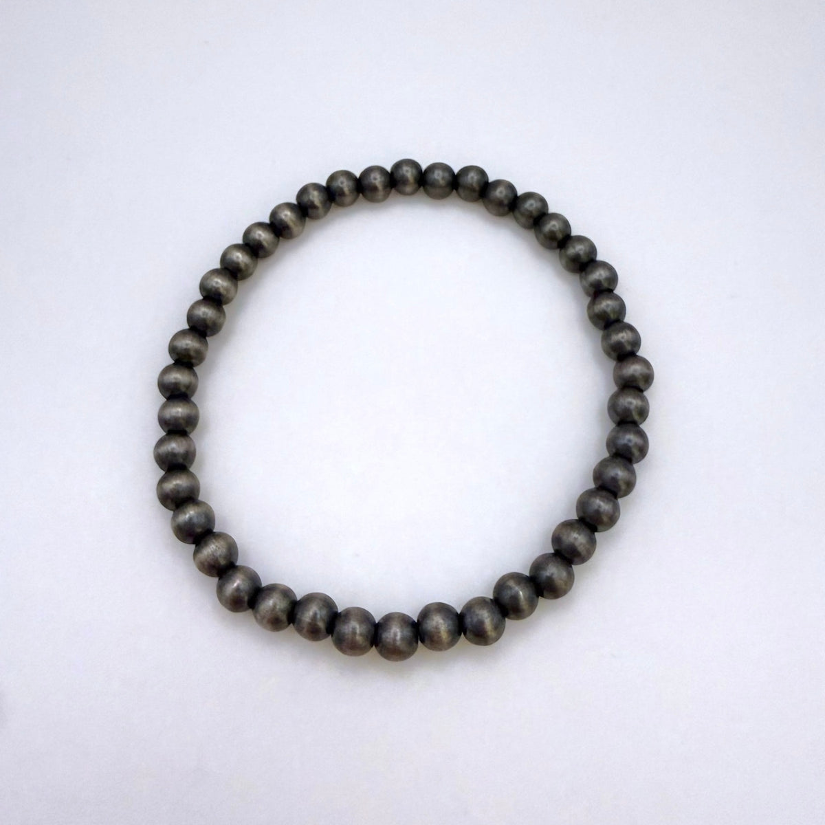 5mm Round Navajo Pearl Stretch Bracelet – Sterling Silver
