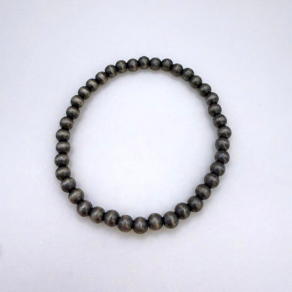 5mm Round Navajo Pearl Stretch Bracelet – Sterling Silver