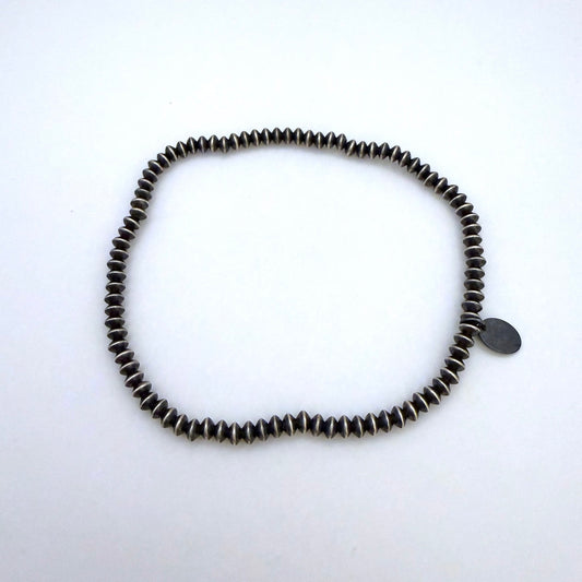 3mm Saucer Navajo Pearl Stretch Bracelet – Sterling Silver