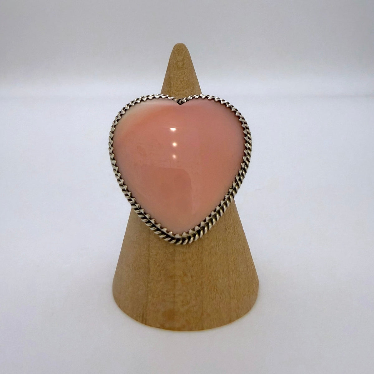 Pink Conch Heart Ring Size 7.5