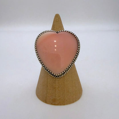 Pink Conch Heart Ring Size 7.5