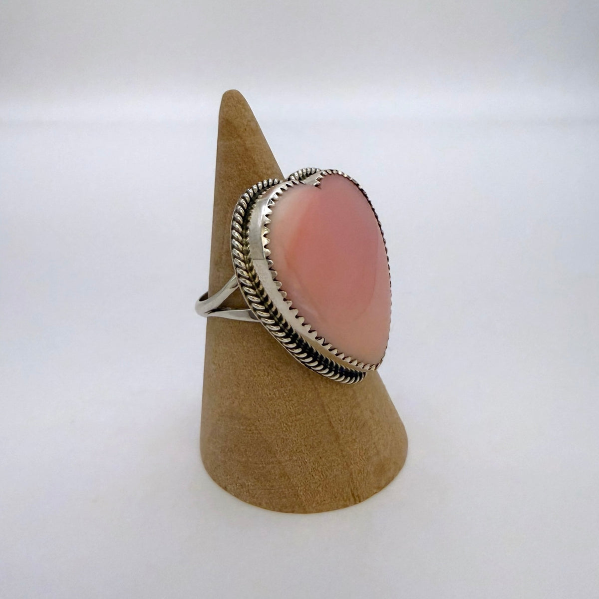 Pink Conch Heart Ring Size 7.5