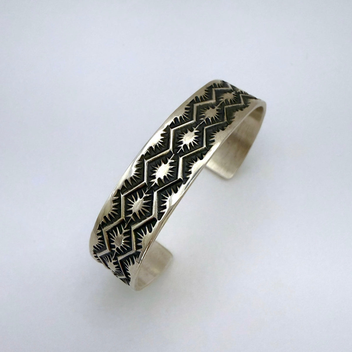 Stamped Sterling Silver Cuff Bracelet By Sunshine Reeves 4.75"