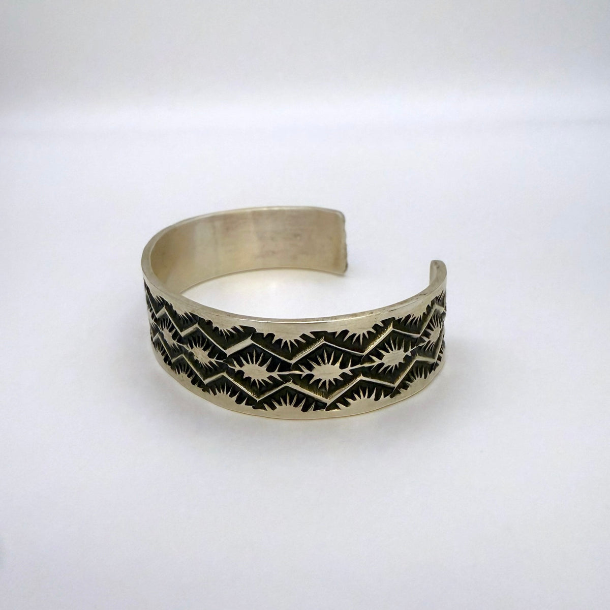 Stamped Sterling Silver Cuff Bracelet By Sunshine Reeves 4.75"