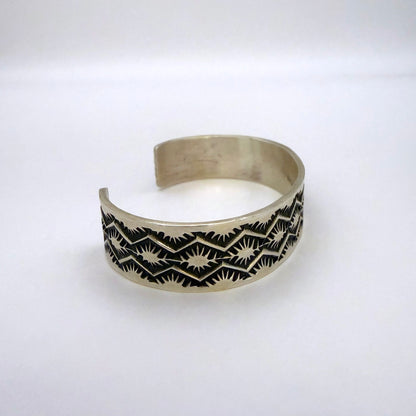 Stamped Sterling Silver Cuff Bracelet By Sunshine Reeves 4.75"