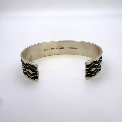 Stamped Sterling Silver Cuff Bracelet By Sunshine Reeves 4.75"
