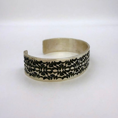 Stamped Sterling Silver Cuff Bracelet By Sunshine Reeves 5"