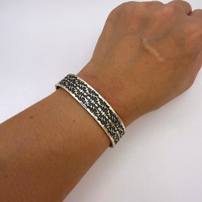 Stamped Sterling Silver Cuff Bracelet By Sunshine Reeves 5"