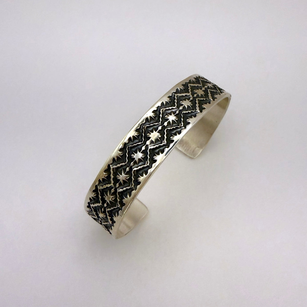 Stamped Sterling Silver Cuff Bracelet By Sunshine Reeves 5.25"