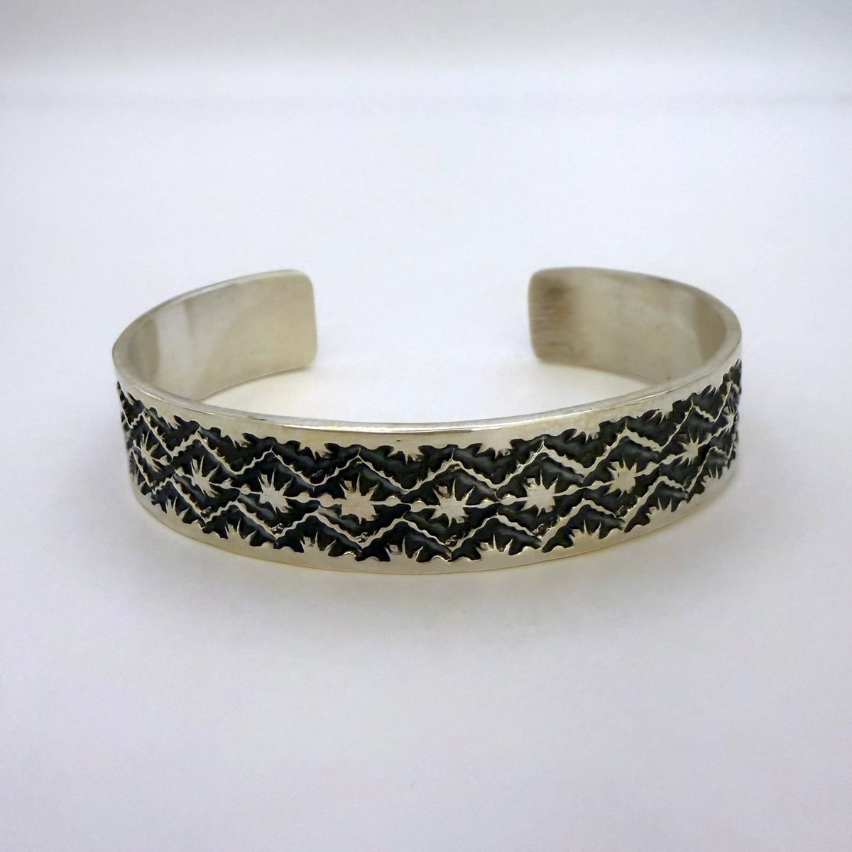 Stamped Sterling Silver Cuff Bracelet By Sunshine Reeves 5.25"
