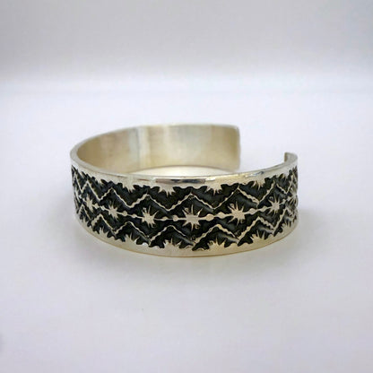Stamped Sterling Silver Cuff Bracelet By Sunshine Reeves 5.25"