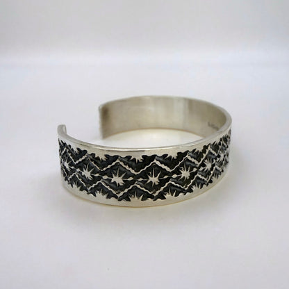 Stamped Sterling Silver Cuff Bracelet By Sunshine Reeves 5.25"