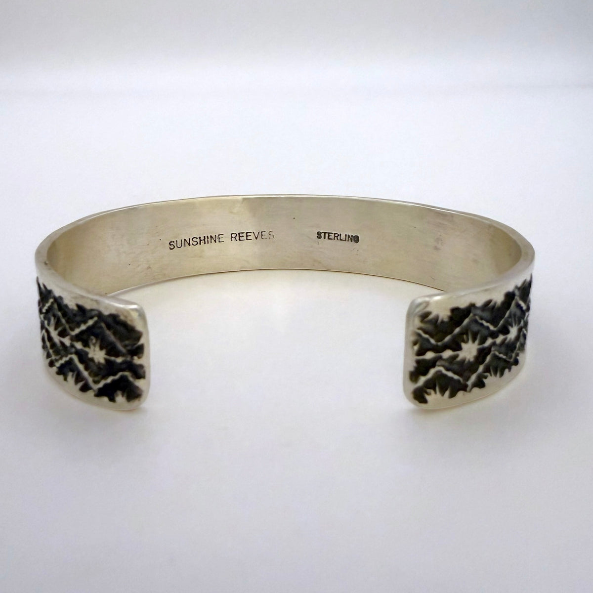 Stamped Sterling Silver Cuff Bracelet By Sunshine Reeves 5.25"