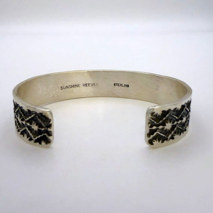 Stamped Sterling Silver Cuff Bracelet By Sunshine Reeves 5.25"