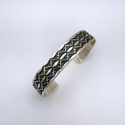 Stamped Sterling Silver Cuff Bracelet By Sunshine Reeves 5.5"