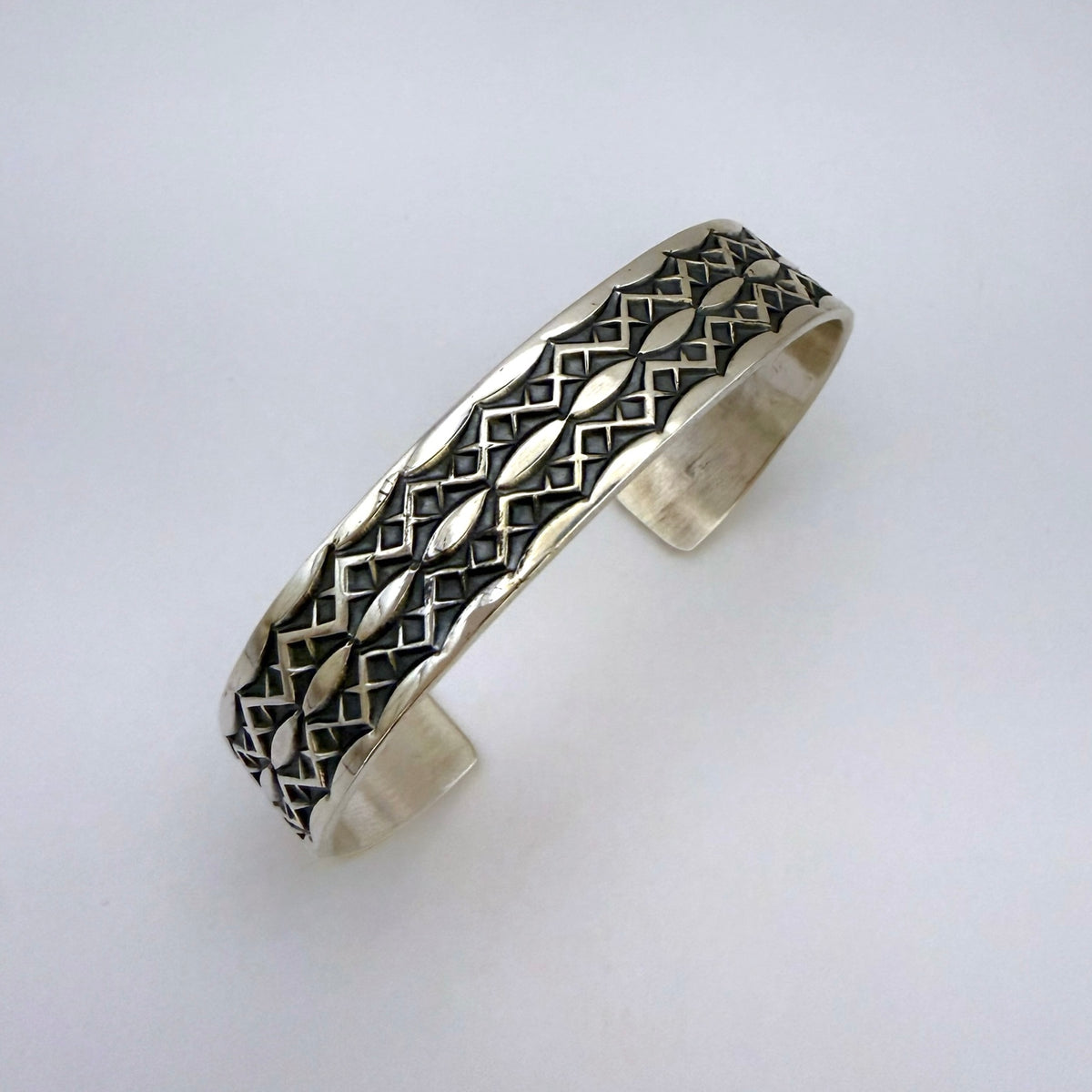 Stamped Sterling Silver Cuff Bracelet By Sunshine Reeves 5.5"