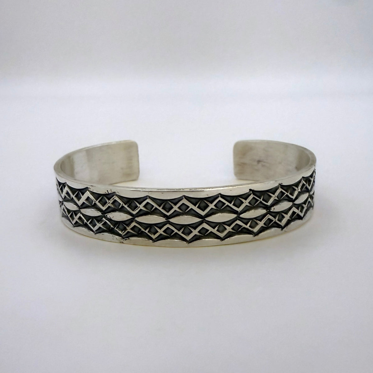 Stamped Sterling Silver Cuff Bracelet By Sunshine Reeves 5.5"