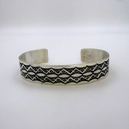 Stamped Sterling Silver Cuff Bracelet By Sunshine Reeves 5.5"