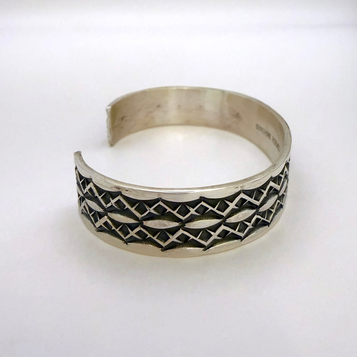 Stamped Sterling Silver Cuff Bracelet By Sunshine Reeves 5.5"