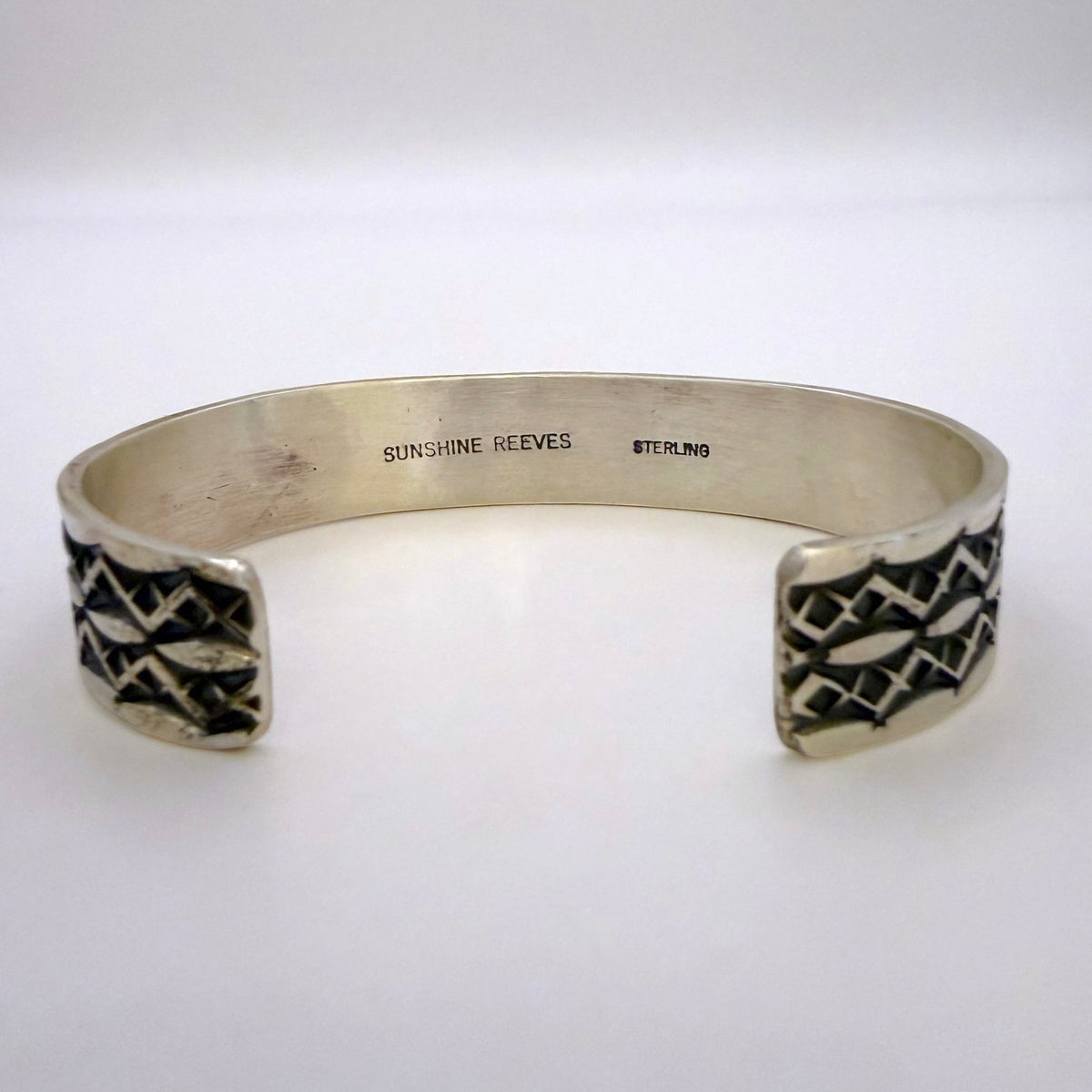 Stamped Sterling Silver Cuff Bracelet By Sunshine Reeves 5.5"