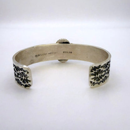 Stamped Kingman Turquoise Cuff Bracelet By Sunshine Reeves 4.75"