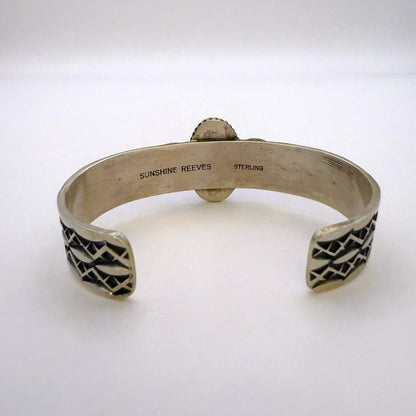 Stamped Kingman Turquoise Cuff Bracelet By Sunshine Reeves 5"