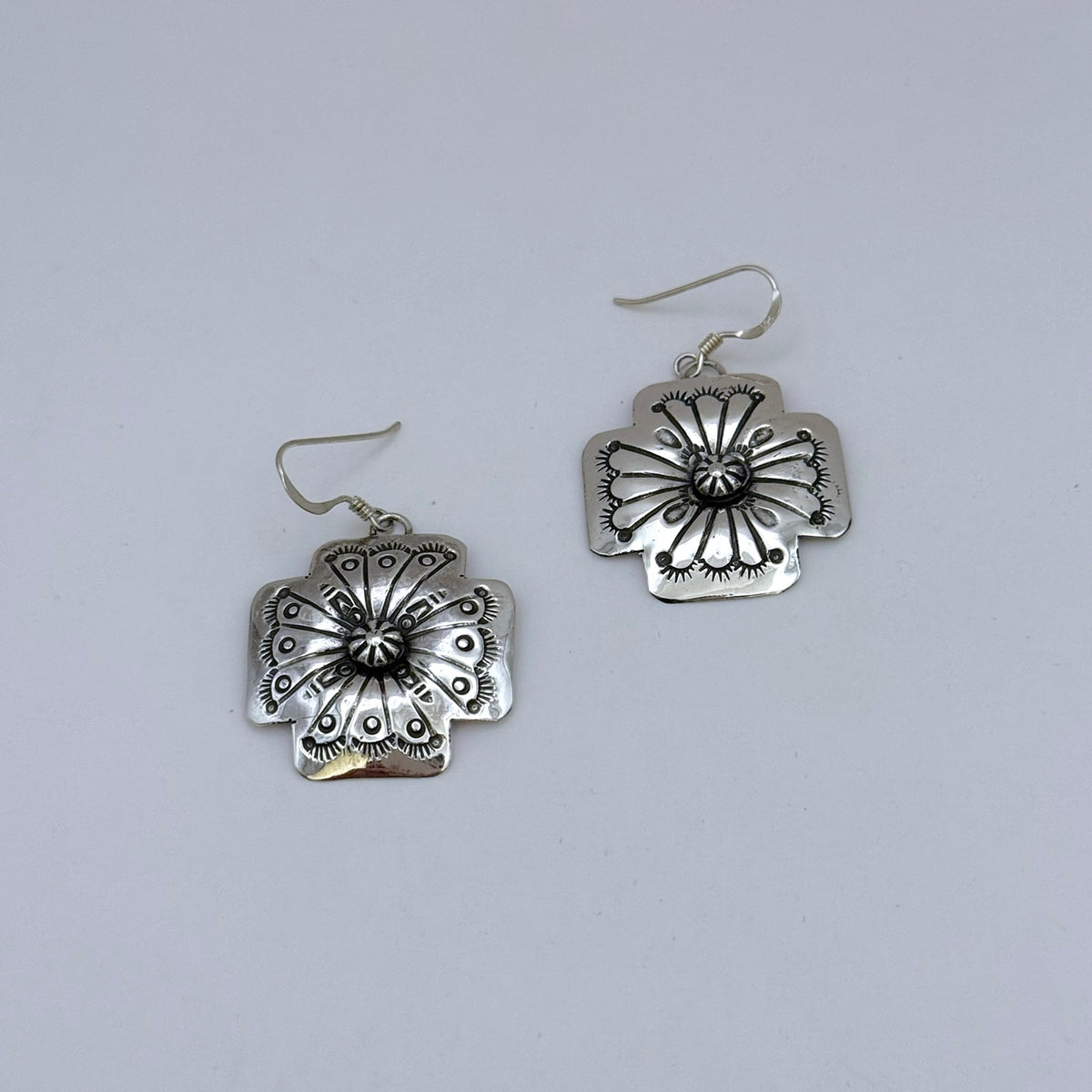 Stamped Concho Dangle Earrings