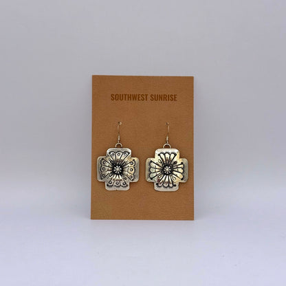 Stamped Concho Dangle Earrings