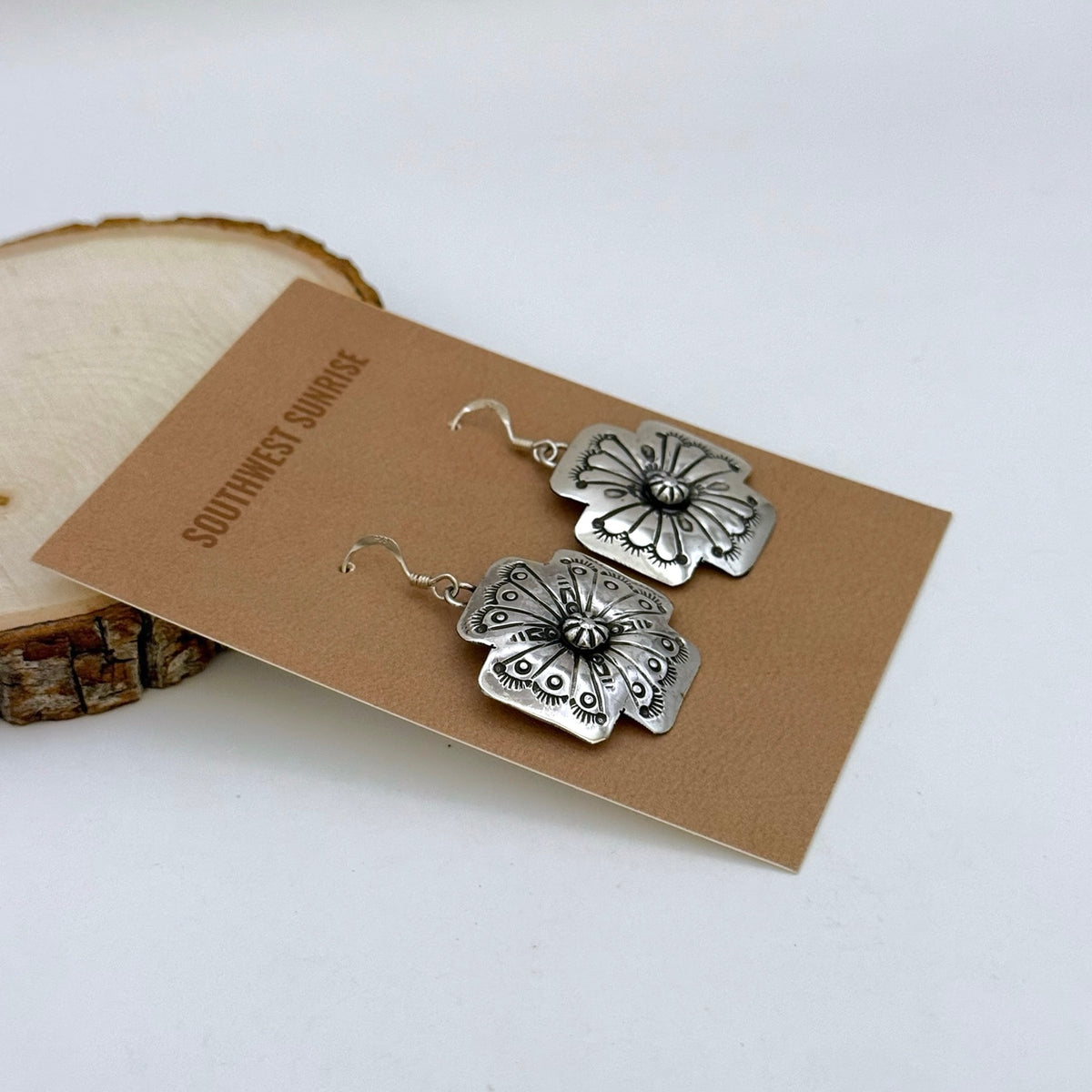 Stamped Concho Dangle Earrings