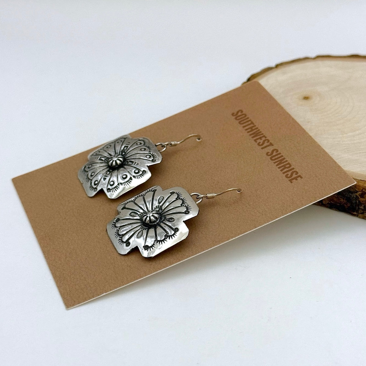Stamped Concho Dangle Earrings