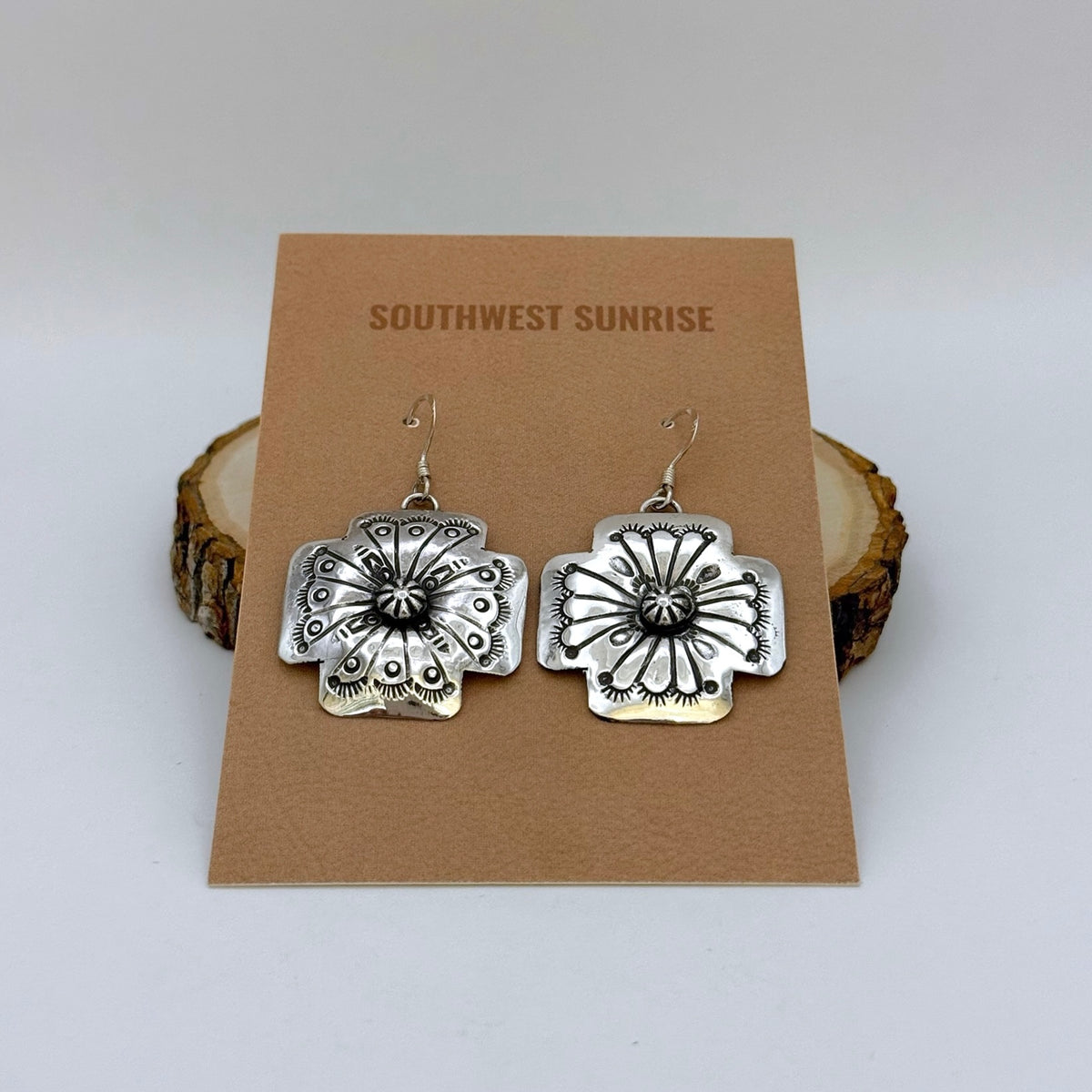 Stamped Concho Dangle Earrings
