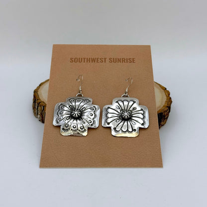 Stamped Concho Dangle Earrings
