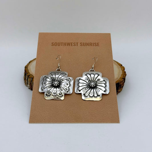 Stamped Concho Dangle Earrings