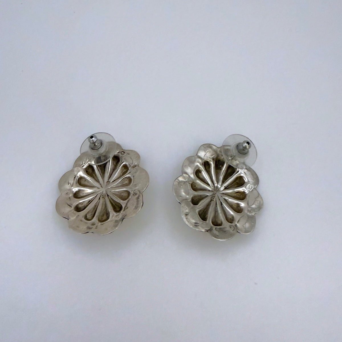Turquoise Concho Stud  Earrings 1-3/8"