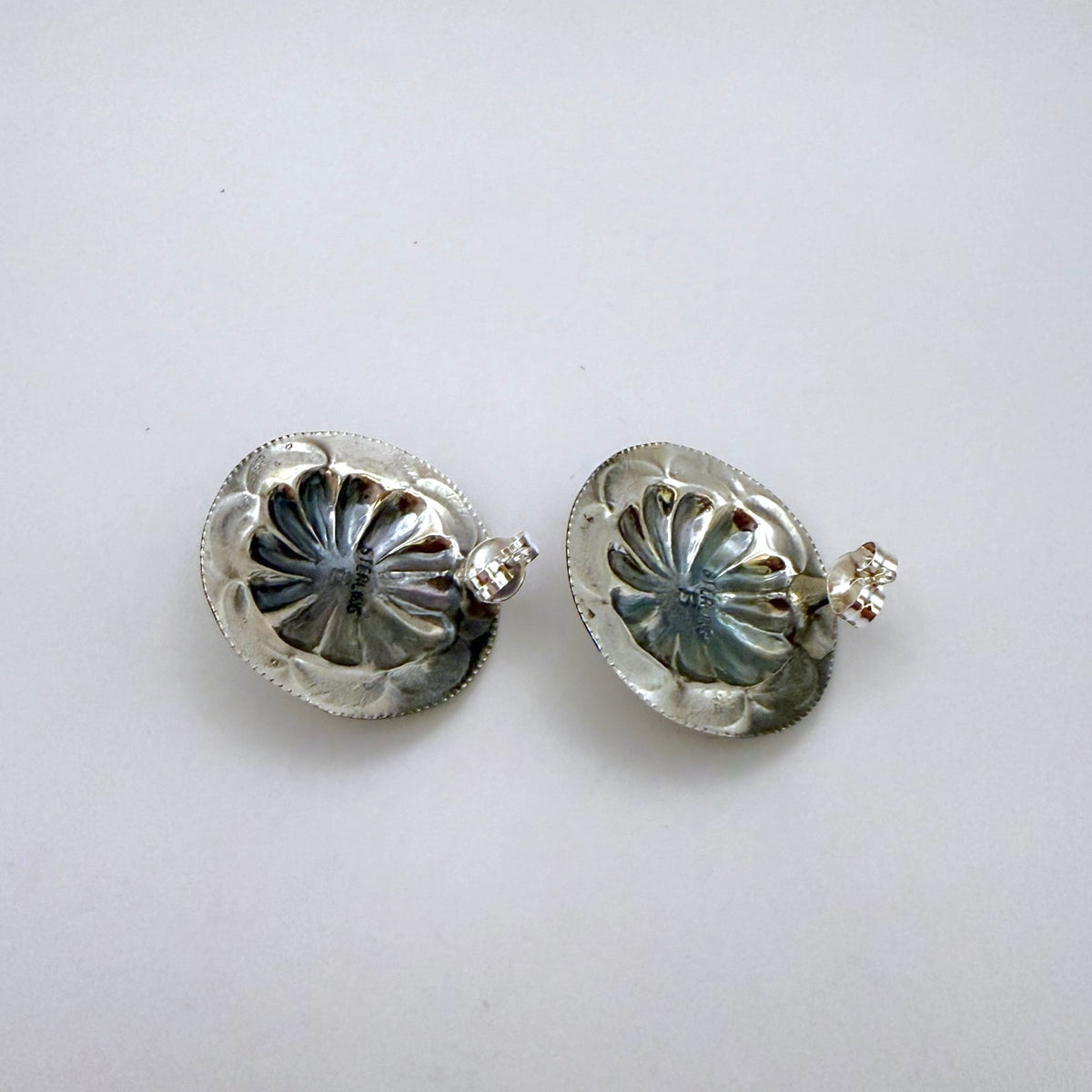 Turquoise Concho Stud Earrings 7/8"
