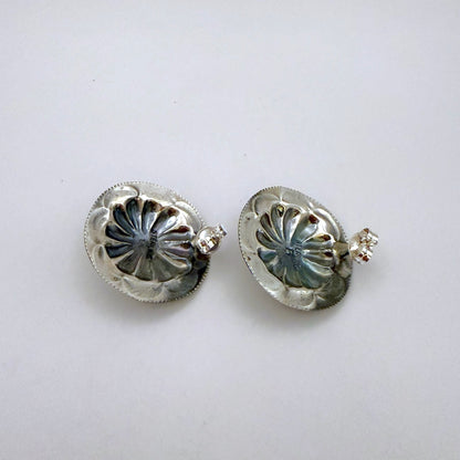 Turquoise Concho Stud Earrings 7/8"