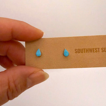 Turquoise Teardrop Stud Earrings