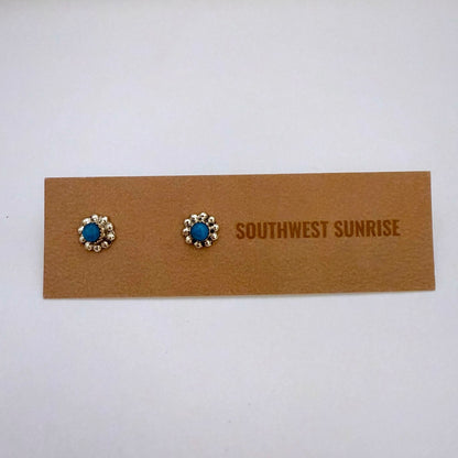 Turquoise Flower Stud Earrings A