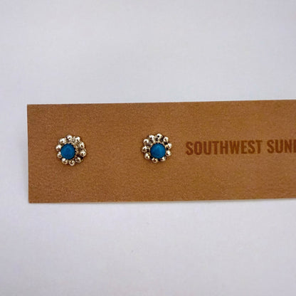 Turquoise Flower Stud Earrings A