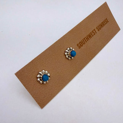 Turquoise Flower Stud Earrings A