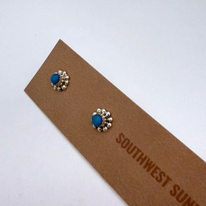 Turquoise Flower Stud Earrings A