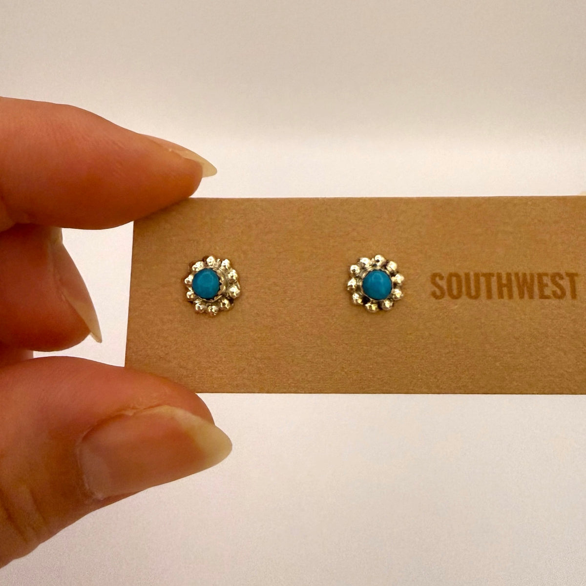 Turquoise Flower Stud Earrings A