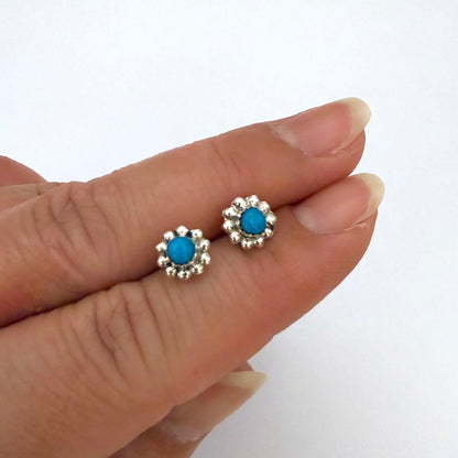 Turquoise Flower Stud Earrings A