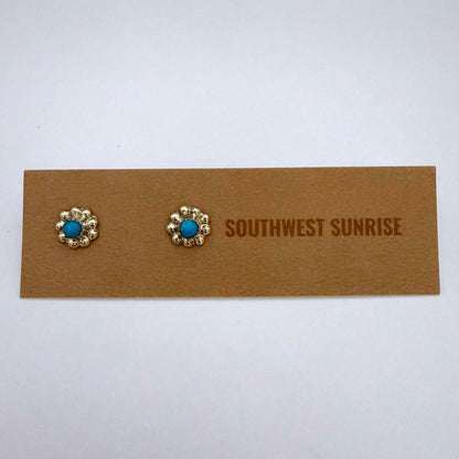 Turquoise Flower Stud Earrings B