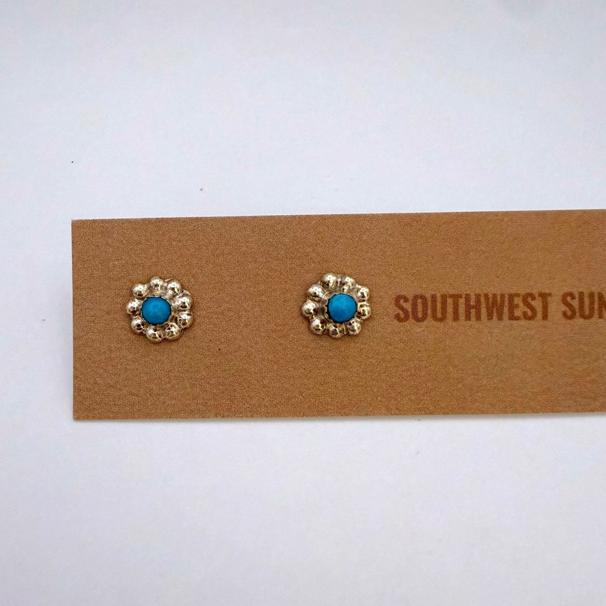 Turquoise Flower Stud Earrings B